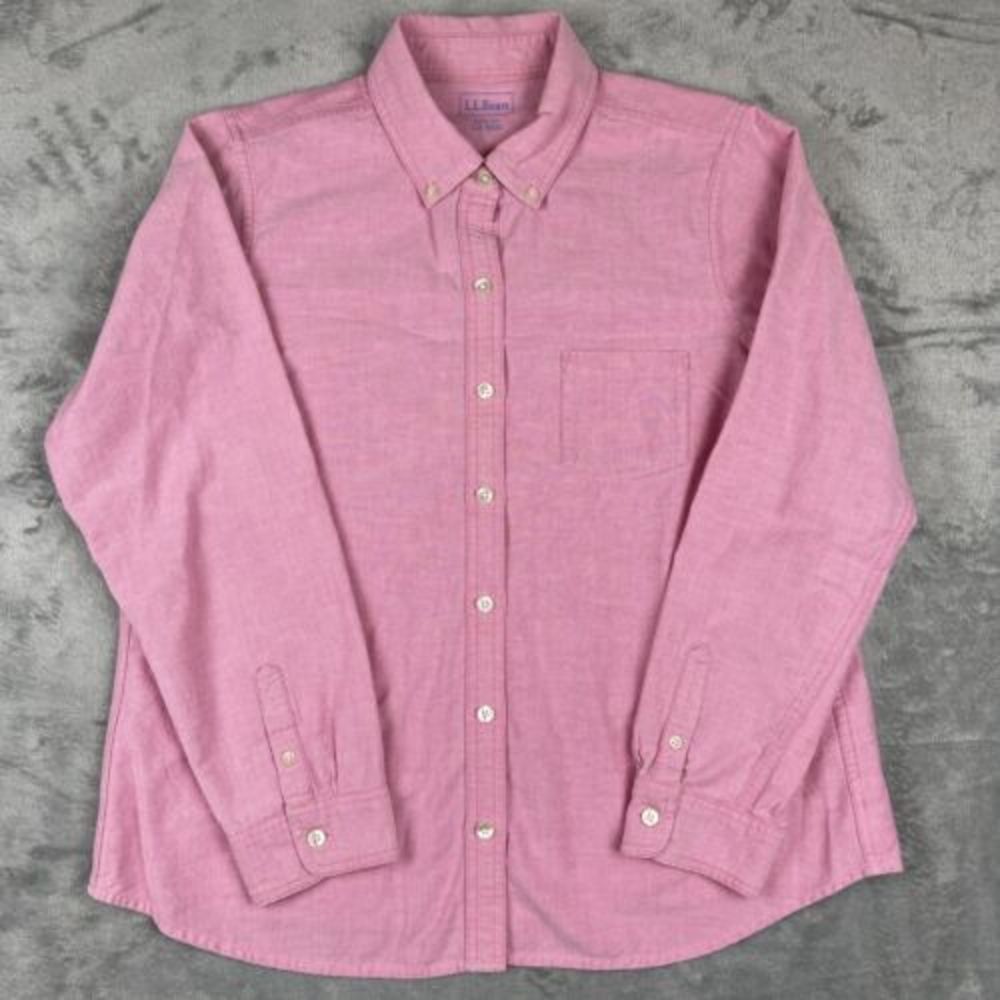 L.L. Bean Large Long Sleeve Button Up Pink EUC